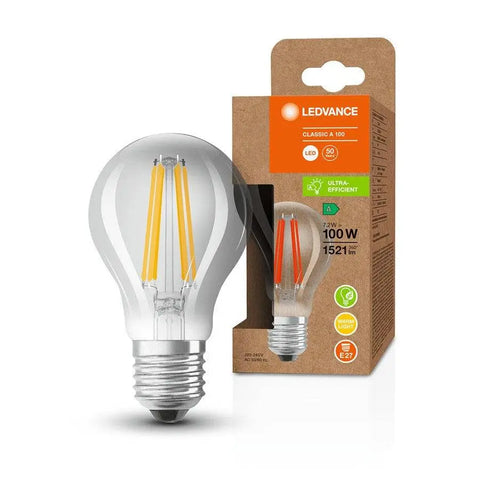 OSRAM ULTRA ECONOMY 210lm/W Classic A kirkas 230V E27 LED EQ100 3000K, G13948 pakkaus