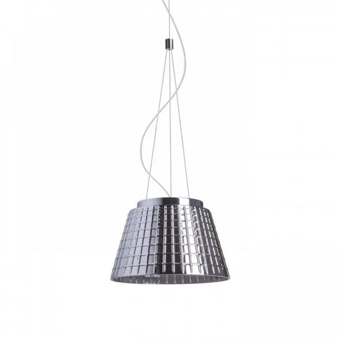 Moderni CORONA Riippuvalaisin – Teksturoitu kromilasi varjostin ja 230V LED E27 15W polttimo, ripustuspituus 130 cm.