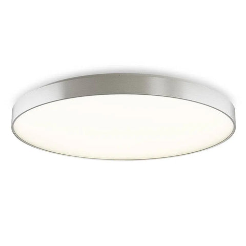 MENSA R 80 LED-kattovalaisin, harjattu alumiinikehys ja himmeä polykarbonaattivalonjakaja.