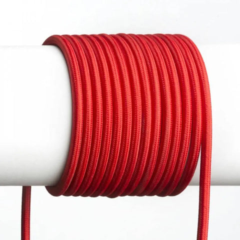 Punainen 3x0,75mm² tekstiilikaapeli metrittäin.