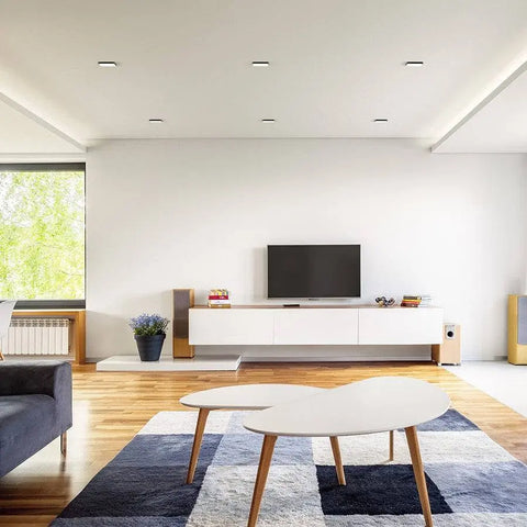 BJORK SQ 9 Upotettu LED-valaisin, asennettuna olohuoneeseen