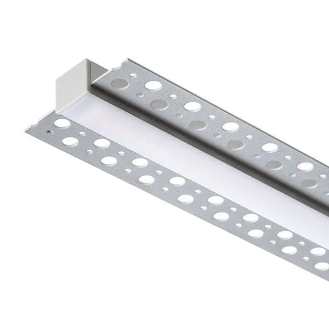 Upotettu LED-profiili B, alumiinirunko ja mattapintainen diffuusori, soveltuu kipsilevyyn asennettavaksi.