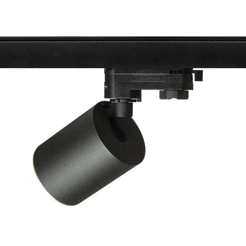 Musta LED-kiskovalaisin, säädettävä spottivalo moderniin sisustukseen.