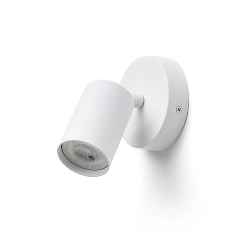 DUDE R pinta-asennettava LED-valaisin valkoinen – Valkoinen DUDE R sylinterimäinen LED-valaisin, jossa on GU10-pohja ja pyöreä jalusta.