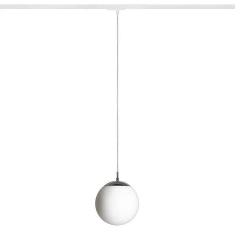 LUNA 20 1-vaihekiskolle riippuvalaisin, opaalilasi ja kromiyksityiskohdat, moderni E27-kantainen LED-valaisin.