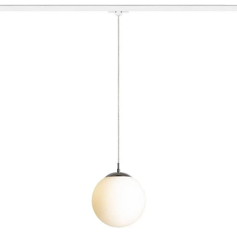 LUNA 25 riippuvalaisin asennettuna 3-vaihekiskoon, moderni ja minimalistinen muotoilu.