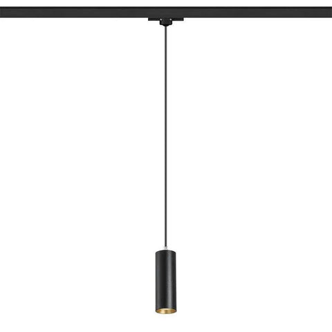 MAVRO musta/kultainen LED-riippuvalaisin 3-vaihekiskolle, moderni muotoilu