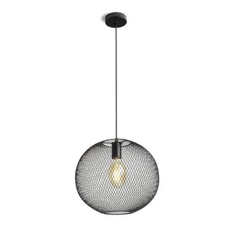 COSIR 34 pallonmuotoinen riippuvalaisin, musta lankaverkkovarjostin, yhteensopiva E27 LED-lamppujen kanssa.