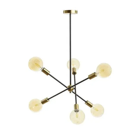 ARTEMIA 6 pylväiden varassa musta harjattu messinki 230V LED E27 6x15W - Nordic Lumen