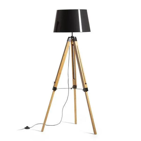 ALVIS/RIDICK lattia kiiltävä musta kultafolio/bambu/musta 230V LED E27 15W - Nordic Lumen