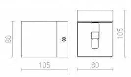 ESSEX seinävalaisimen mittakuva, korkeus 105 mm, leveys 80 mm, syvyys 80 mm, suorakulmainen ja kulmikas design, G9-kanta.