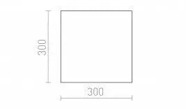 VALONJAKAJA PMMA nelikulmainen, tekninen piirros, mitat 300 mm x 300 mm