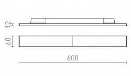 FLATLINE 60 valaisimen mittakaavio, mitat ja asennusohjeet, LED