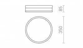 CIRA LED 35 Kattovalaisin – Mitat: halkaisija 350 mm, korkeus 85 mm.