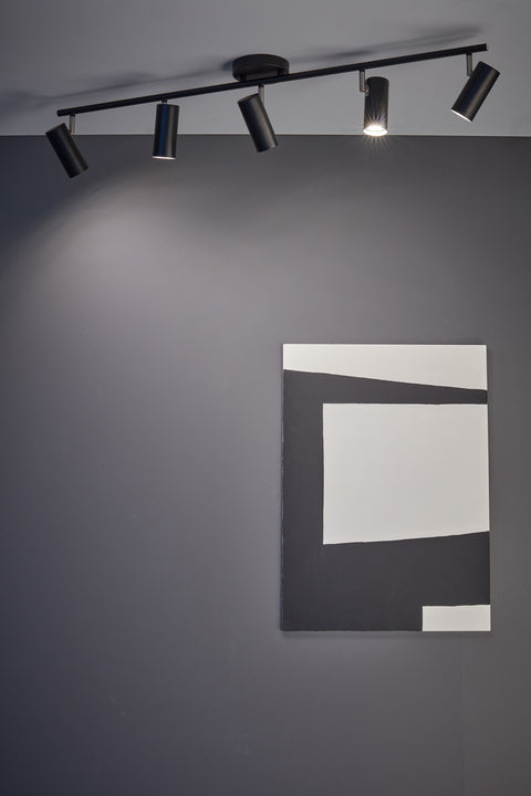 BARCELONA-kattospotti 5-osainen, musta, GU10 – sisustuskuva