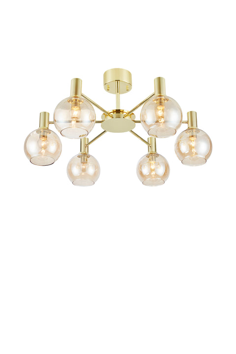 AMBRA Ceiling 6L Brass/Amber