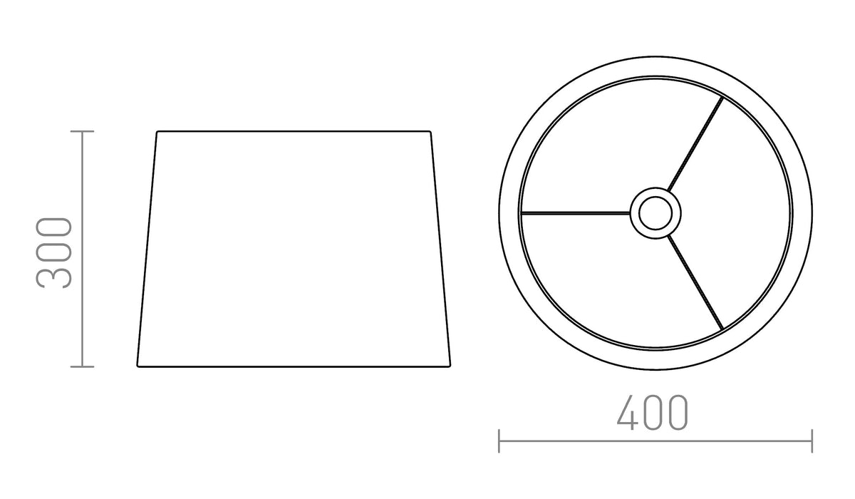 ASPRO 40/30 skärm Polybomull svart/vit PVC max. 23W – måttskiss