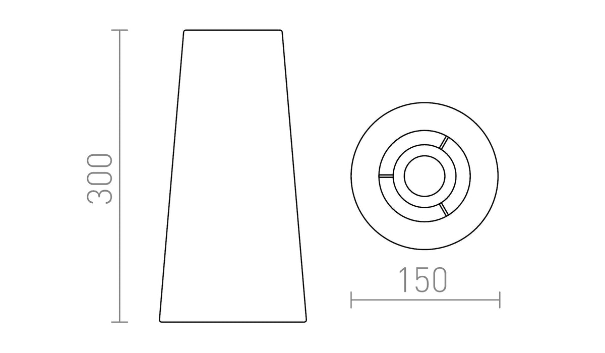 CONNY 15/30 pöytävalaisin varjostin Polycotton musta/valkoinen PVC max. 23W – valmistajan mittapiirros (R14533)
