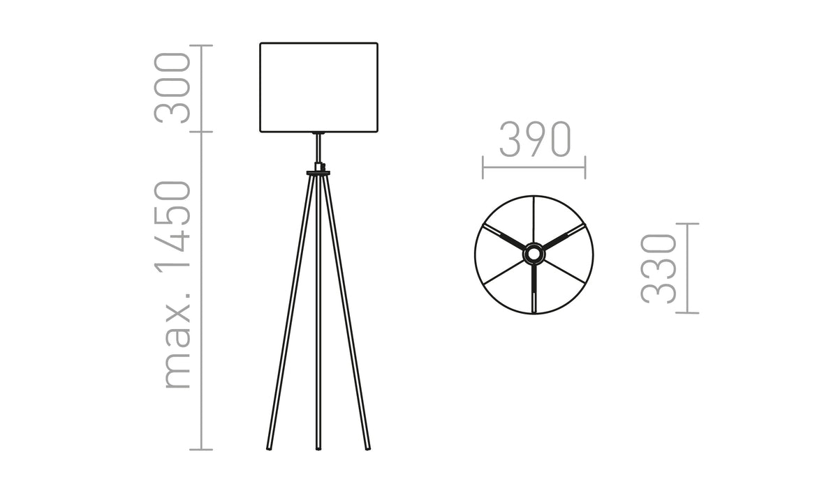 Rendl GARDETTE golvlampa – måttskiss