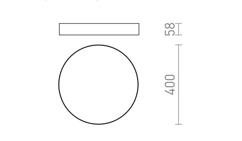 LARISA R 40 katto LED-valaisin, eri värit, 50W 3000K – valmistajan mittapiirros (R13484,R13485,R13486)