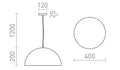 GLADYS 40 riippuvalaisin 230V LED E27 30W – valmistajan mittapiirros (R14114,R14113,R14112,R14111)