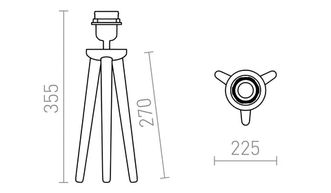 BASCO Pöytävalaisimen Jalusta Bambu, E27, 230V LED E27 15W – valmistajan mittapiirros (R14146)