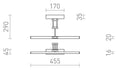 Rendl FRIDA 46 LED-tavelbelysning, krom, 8 W, 3000 K – måttskiss