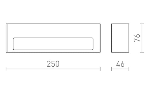Rendl ASTER 25 kaksisuuntainen LED-ulkoseinävalaisin – valmistajan mittapiirros (R14198)