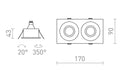 GALO II upotettu 230V LED GU10 9W IP65 – valmistajan mittapiirros (R14226,R14225)