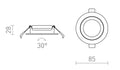 JADE DIMM TO WARM upotettu valkoinen 230V LED 6W 60° 3000 - 2000K – valmistajan mittapiirros (R14236)