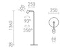 FLYNN I lattia 230V LED GU10 9W – valmistajan mittapiirros (R14264,R14265,R14263)