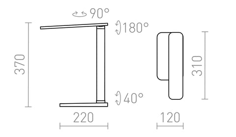 Rendl MAREK DIMM LED-pöytävalaisin – valmistajan mittapiirros (R14297,R14296)