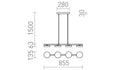 ARETHA IV riippuvalaisin musta 230V LED 4x12W 3000K – valmistajan mittapiirros (R14424)
