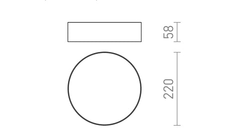 Rendl LARISA R 22 LED-kattovalaisin, säädettävä värilämpötila – valmistajan mittapiirros (R14355,R14356,R14354)
