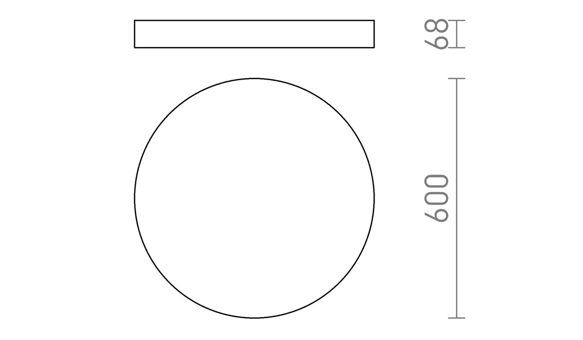 LARISA R 60 HIMM katto 230V LED 100W 3000K 4000K 6500K – valmistajan mittapiirros (R14364,R14365,R14363)