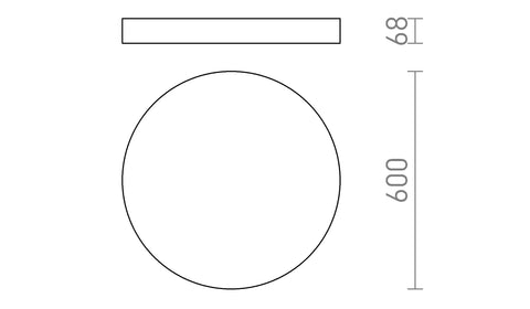 LARISA R 60 HIMM katto 230V LED 100W 3000K 4000K 6500K – valmistajan mittapiirros (R14364,R14365,R14363)