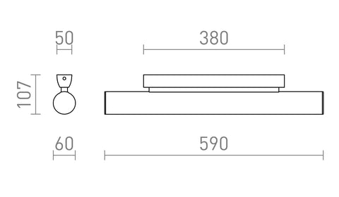 Rendl RIVIER LED 59 12 W vägglampa – måttskiss