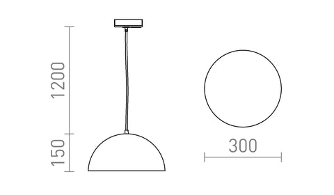 GLADYS 30 1-vaihekiskolle 230V LED E27 15W – valmistajan mittapiirros (R14505,R14504,R14503,R14502)