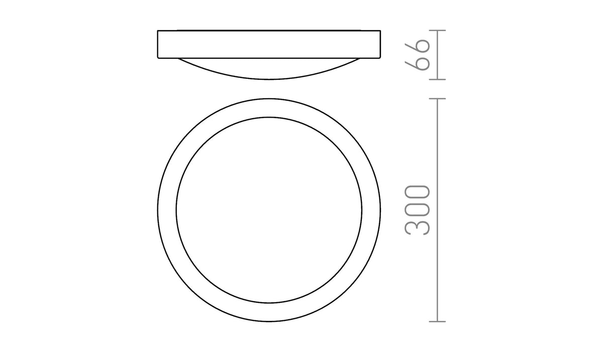 Rendl BARRY LED-taklampa, matt nickel, IP44 – måttskiss