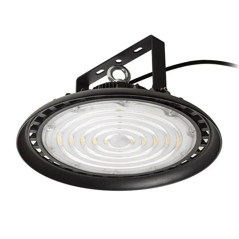 MEGALOS PRO 35 musta LED High-Bay riippuvalaisin, teollinen 200W valaisin suurille tiloille.