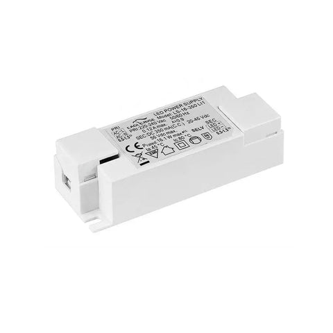 DRIVER LED 7-15W 350mA 16W liitäntälaite, sivunäkymä teknisillä tiedoilla varustettuna.
