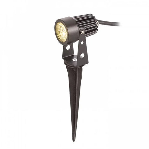 GUN musta ulkovalaisin piikillä, 3x1W LED, säädettävä kohdevalo puutarhaan ja pihalle.