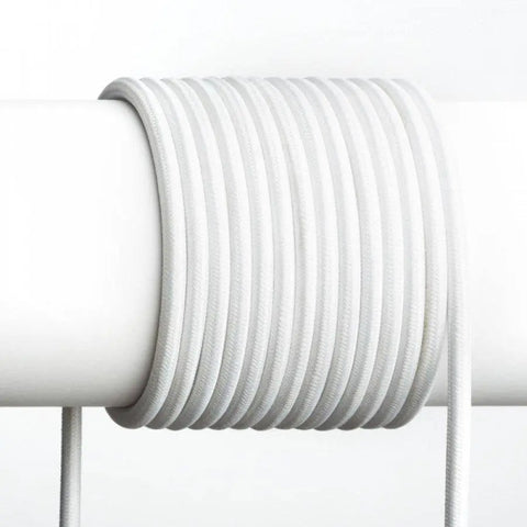 Valkoinen 3x0,75mm² tekstiilikaapeli metrittäin.