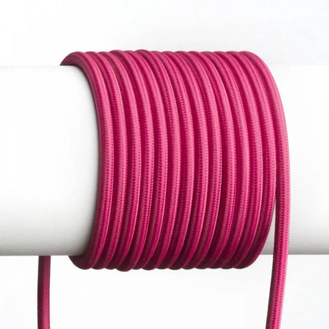 Fuksia 3x0,75mm² tekstiilikaapeli metrittäin.