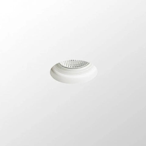 Upotettu pyöreä kipsivalaisin GU10, minimalismi - Kuvassa pyöreä kipsivalaisin GU10-valonlähteellä, suunniteltu minimalismin ystäville.
