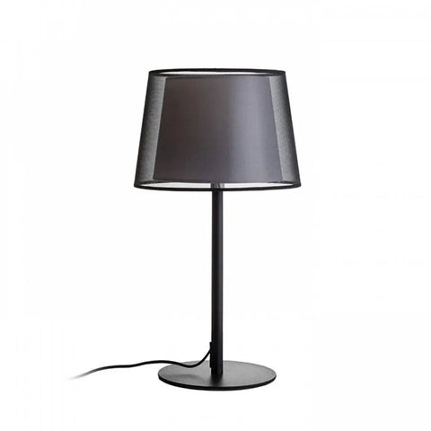 ESPLANADE pöytävalaisin musta/valkoinen, tuplalla tekstiilivarjostimella, 230V LED E27 15W