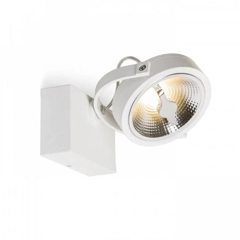 Energiatehokas valkoinen KELLY LED I spotlight -seinävalaisin, jossa yksi suunnattava LED-lamppu, moderni ja minimalistinen design.