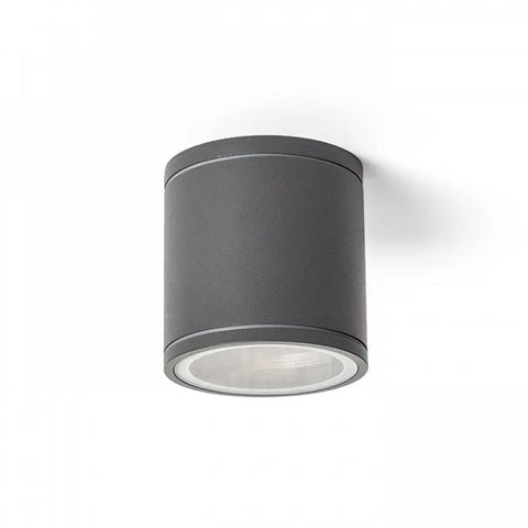 Tummanharmaa LIZZI kattovalaisin, minimalistinen design, ulko- ja sisäkäyttöön.