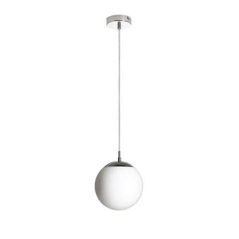 LUNA 20 riippuvalaisin, opaalilasi ja kromiyksityiskohdat, moderni E27-kantainen LED-valaisin.
