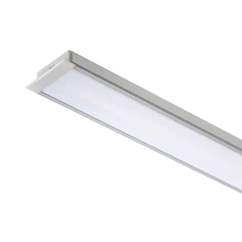 Upotettava LED-profiili 1m, alumiinirunko ja mattapintainen diffuusori, sopii LED-nauhoille.